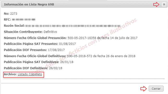Detalle lista 69-B