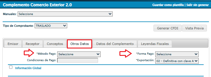 Pestaña Otros Datos