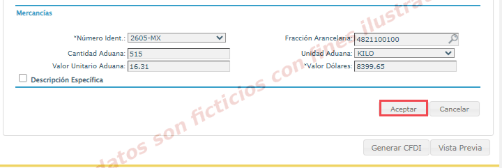 Detalle de llenado de mercancía