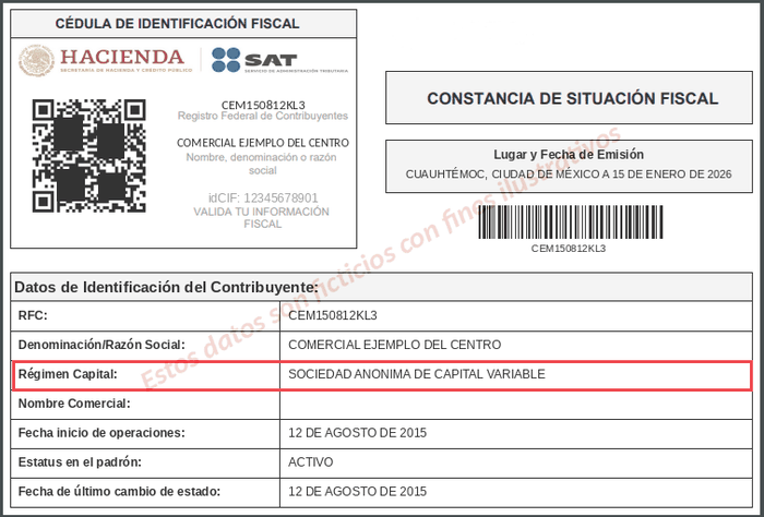 Constancia de Situación Fiscal