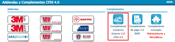 Icono Complemento Comercio Exterior 2.0