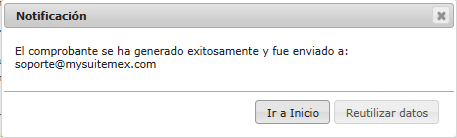 Confirmación de generación de CFDI