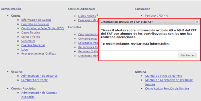 Mensaje de alertas