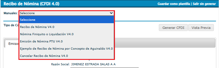 Lista de manuales de Nómina